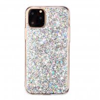 Mekana prozirna maskica sa šljokicama za iPhone 11 Pro Max - srebrna