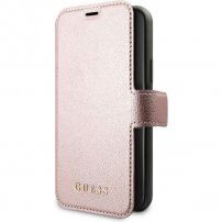 Guess Iridescent Book novćanik futrola za iPhone 11 - ružičasto