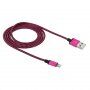 Opleteni kabel za punjenje i sinkronizaciju s USB-A 2.0 / Lightning za iPhone / iPad / iPod / AirPods - 1 m - fuksija