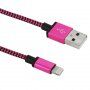 Opleteni kabel za punjenje i sinkronizaciju s USB-A 2.0 / Lightning za iPhone / iPad / iPod / AirPods - 1 m - fuksija