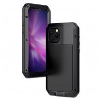 Super izdržljiva futrola izrađena od metala, silikona i kaljenog stakla za iPhone 11 Pro - crno