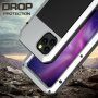 Super izdržljiva futrola izrađena od metala, silikona i kaljenog stakla za iPhone 11 Pro - srebrni
