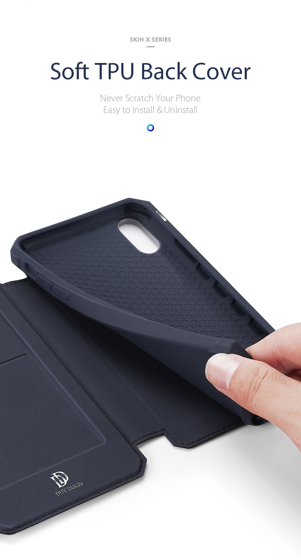 Dux Ducis flip futrola s utorom za kartice za iPhone XR - plavo