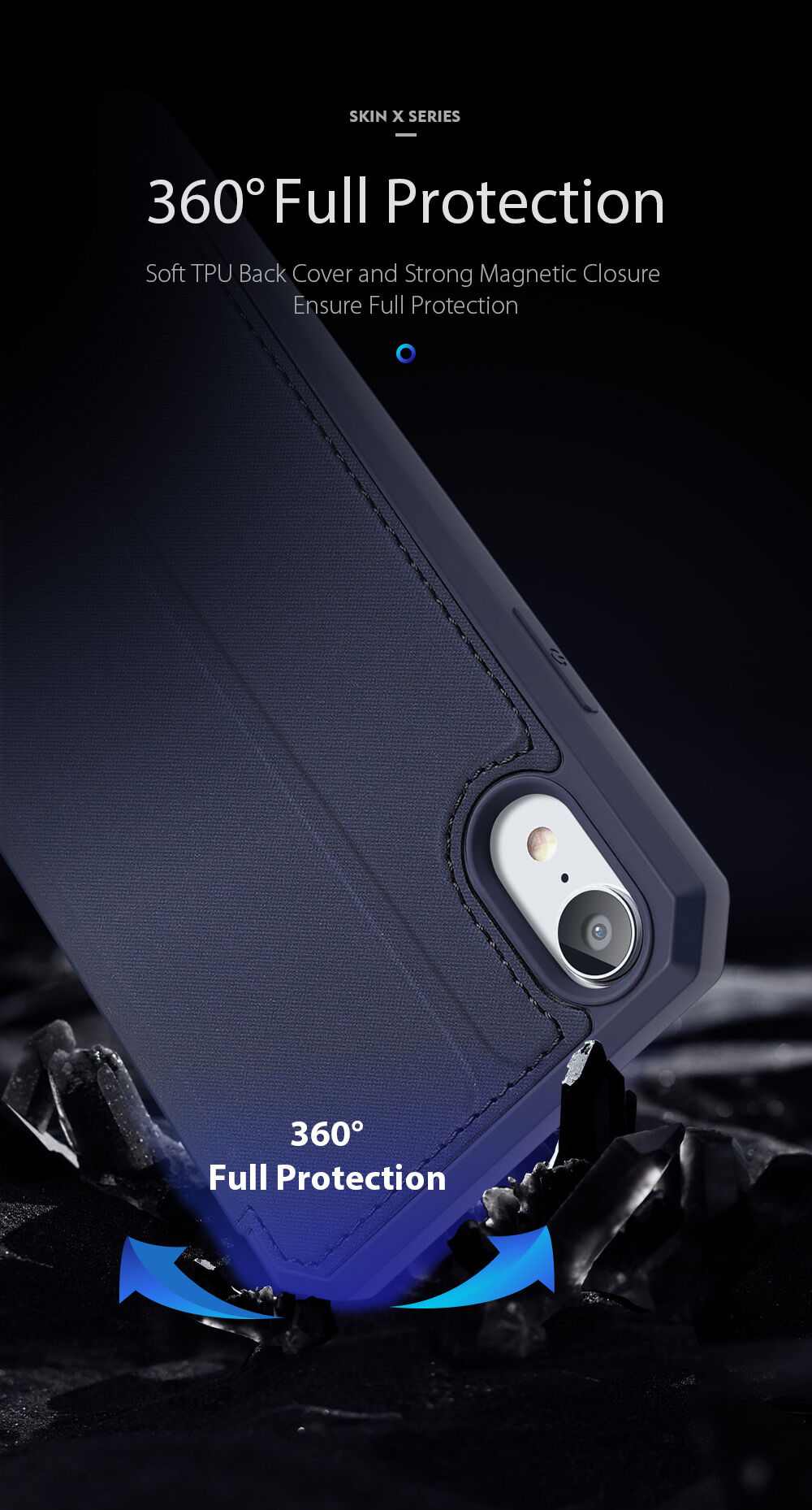 Dux Ducis flip futrola s utorom za kartice za iPhone XR - ružičasto
