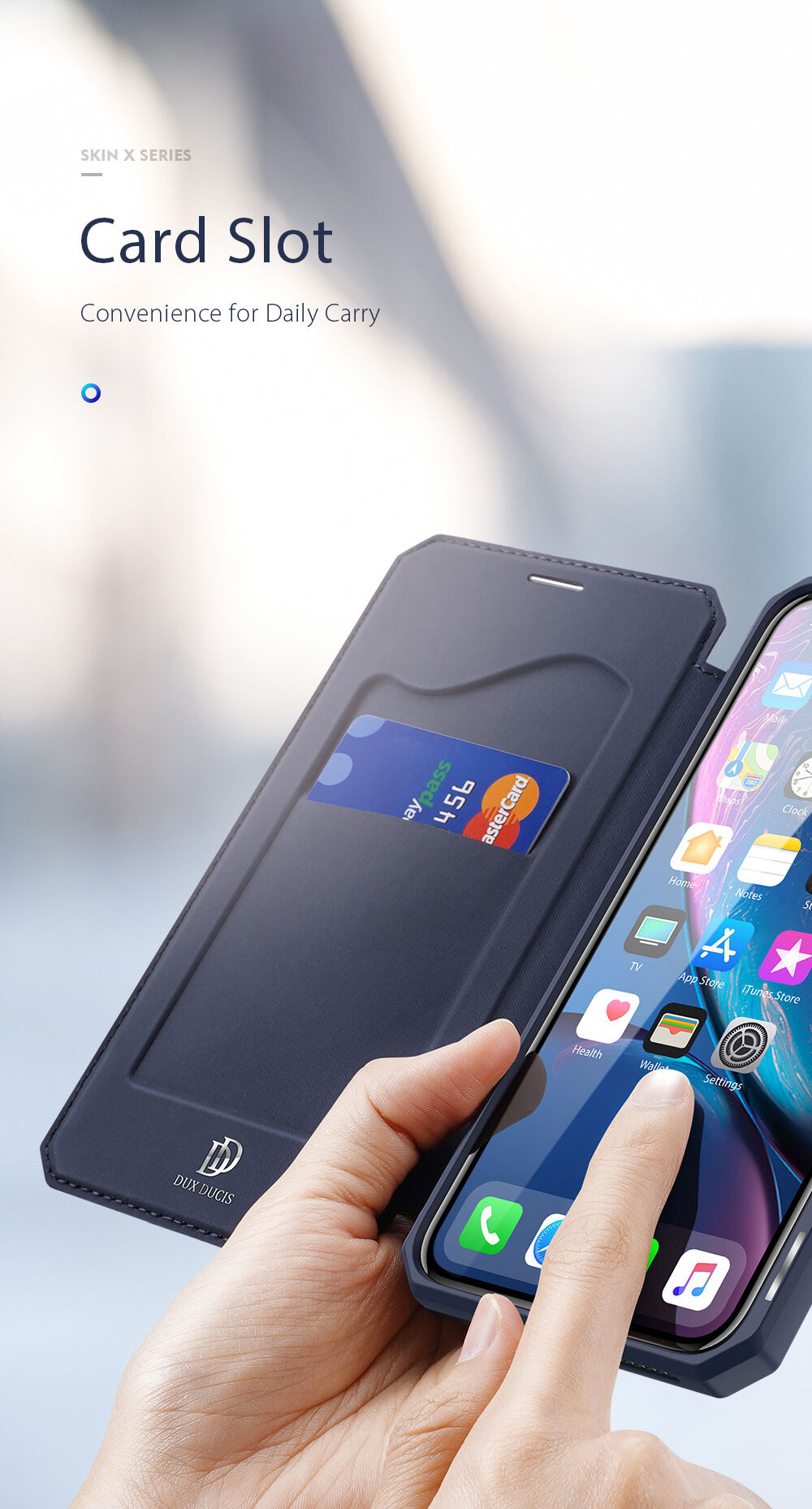Dux Ducis flip futrola s utorom za kartice za iPhone XR - ružičasto