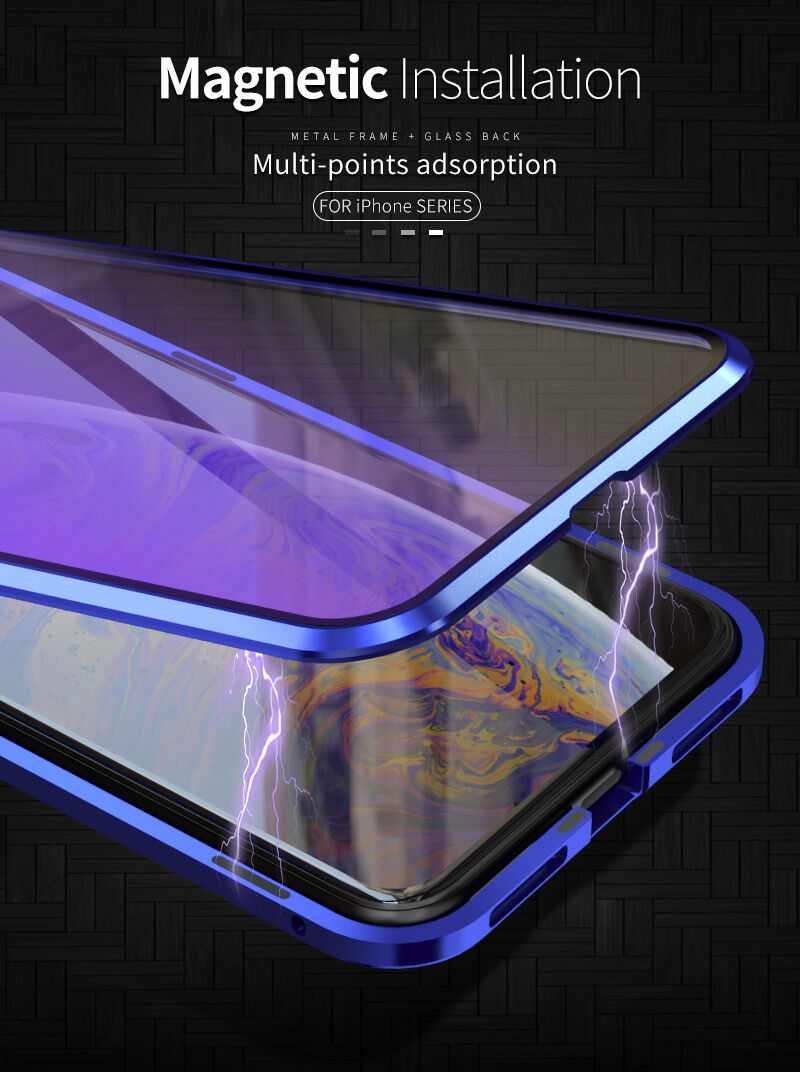 Maskica s metalnim okvirom i kaljenim anti-blue-ray staklom za prednju i stražnju stranu iPhone X / XS - zlatni