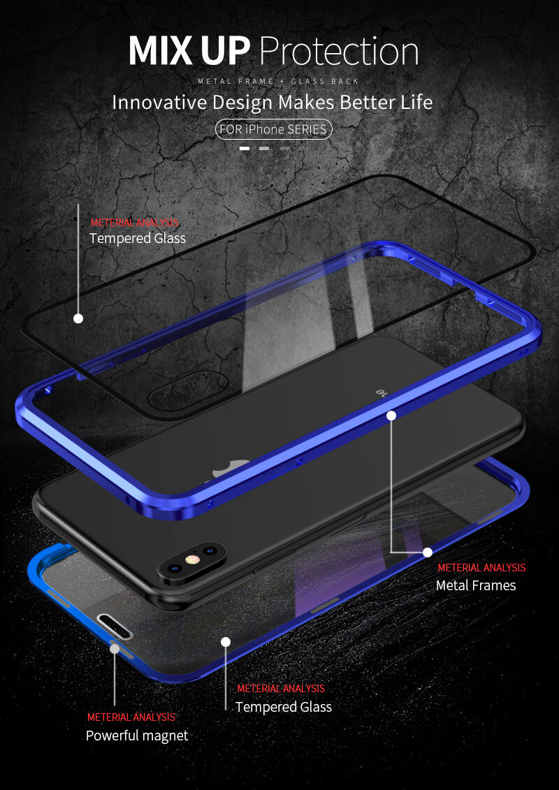 Maskica s metalnim okvirom i kaljenim anti-blue-ray staklom za prednju i stražnju stranu iPhone X / XS - zlatni