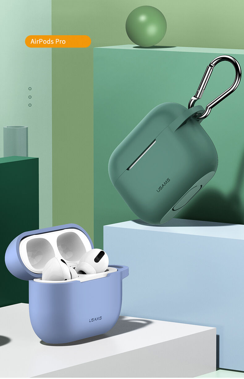 Usams silikonsko kućište s karabinom za AirPods Pro - žuti