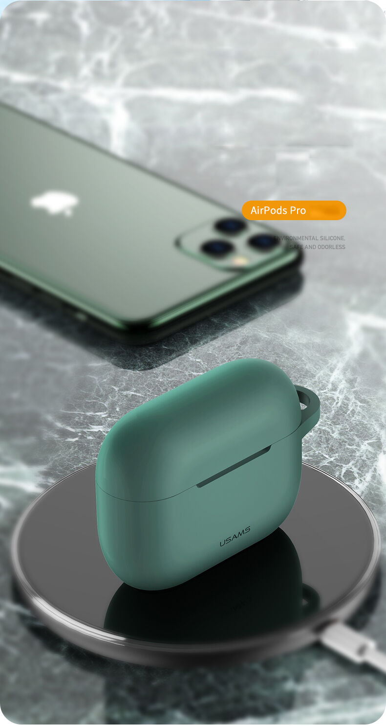 Usams silikonsko kućište s karabinom za AirPods Pro - žuti