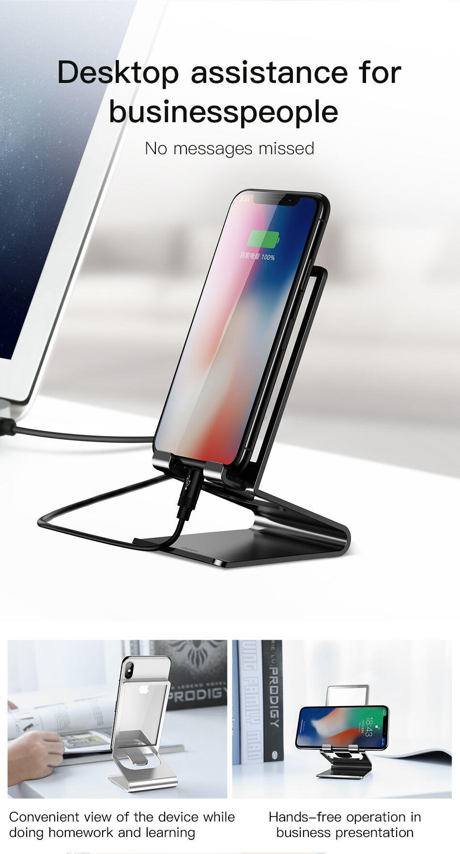 BASEUS elegantni stalak za iPhone - crna
