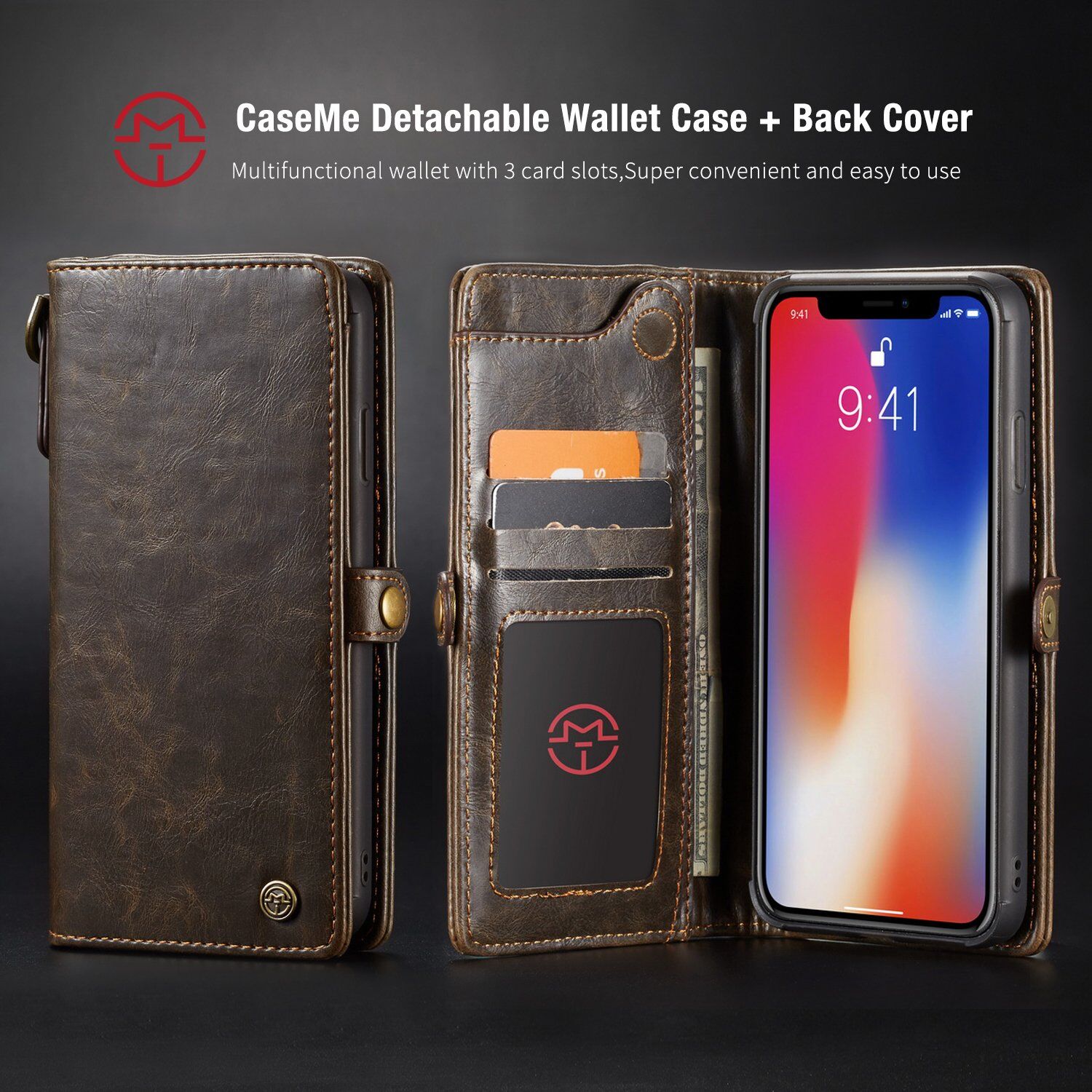 CASEME 2u1 ukloniva futrola za iPhone XS Max - Smeđa
