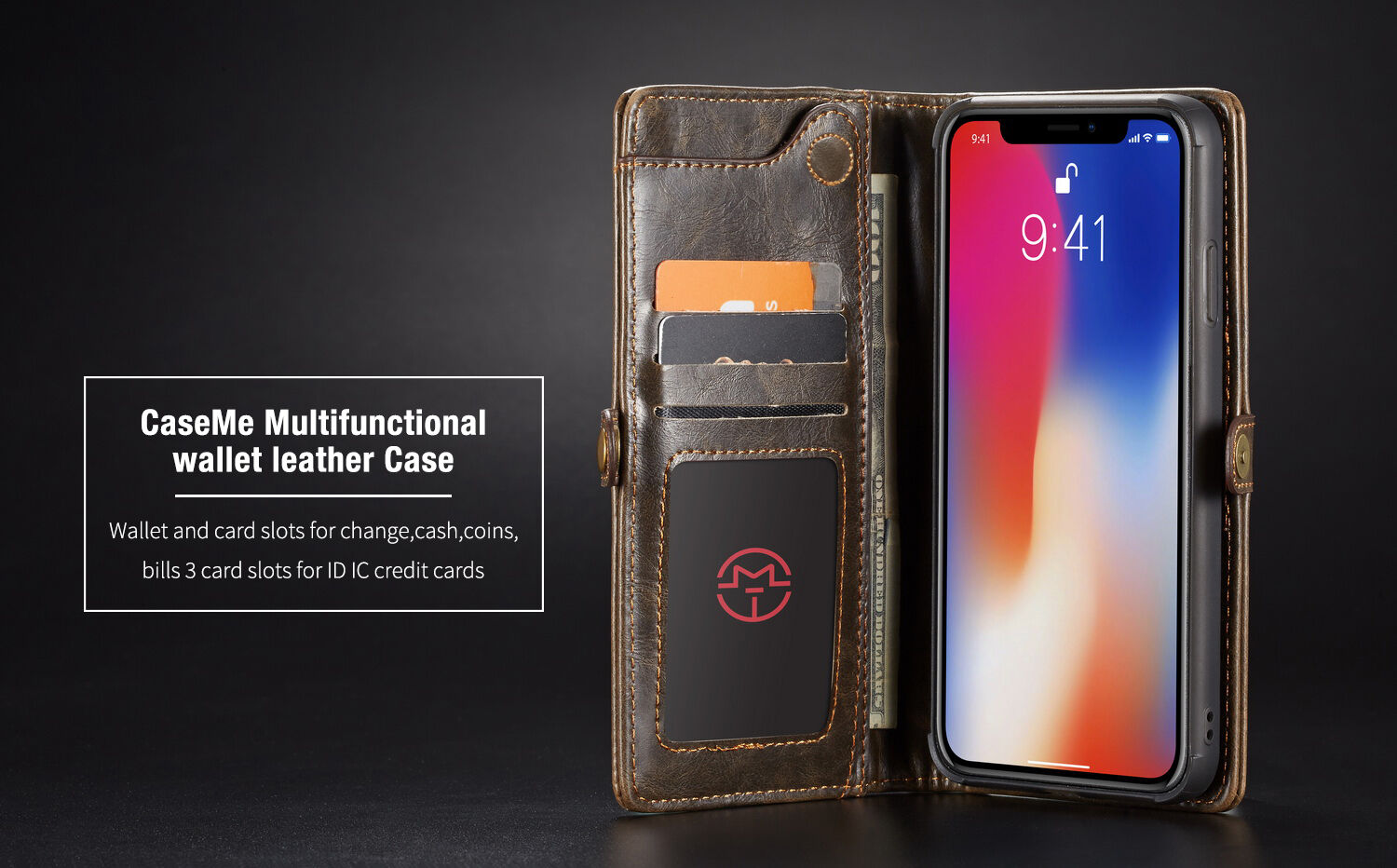 CASEME 2u1 ukloniva futrola za iPhone XS Max - Smeđa
