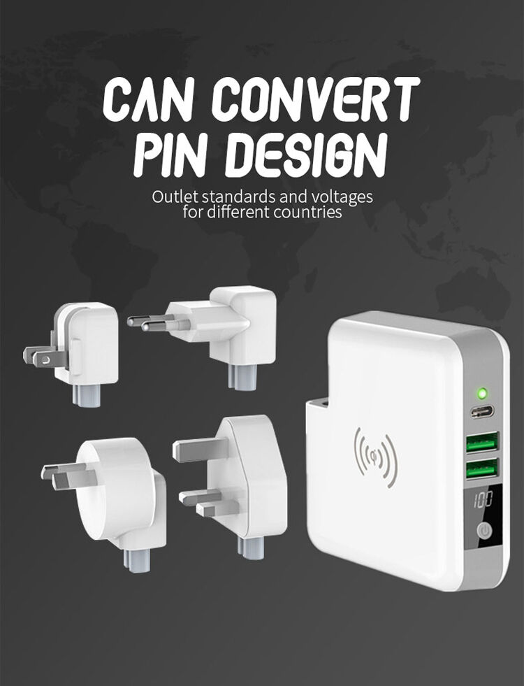 Punjač / prijenosno napajanje 6700mAh s izmjenjivim utikačima (AU / UK / US / EU) i bežničnim punjačem