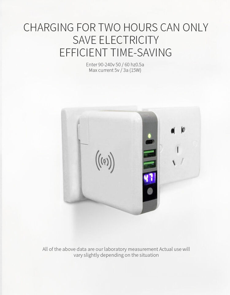 Punjač / prijenosno napajanje 6700mAh s izmjenjivim utikačima (AU / UK / US / EU) i bežničnim punjačem