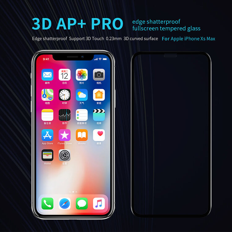 NILLKIN kaljeno 3D staklo za iPhone XS Max - crna