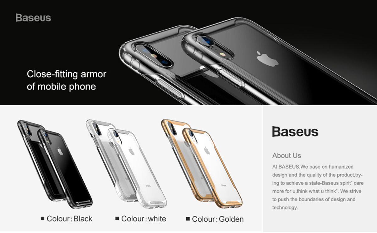 BASEUS Armor prozirna maskica s okvirom za iPhone XR - crna