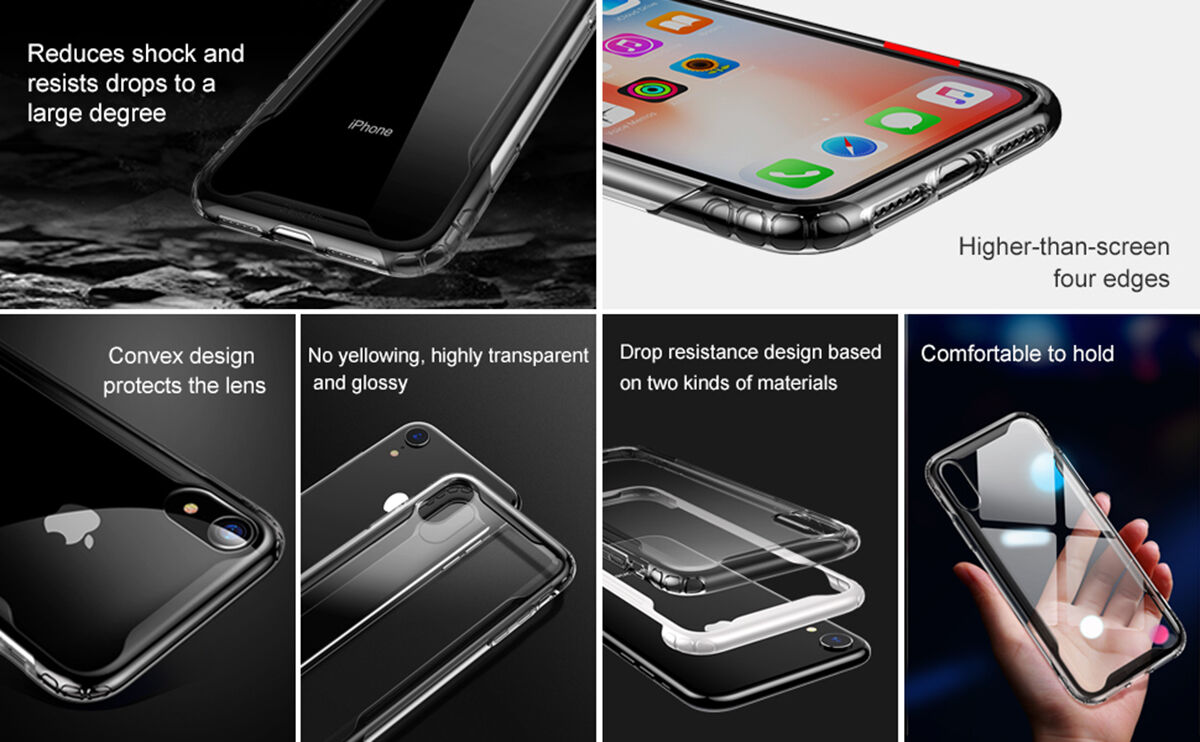 BASEUS Armor prozirna maskica s okvirom za iPhone XR - crna