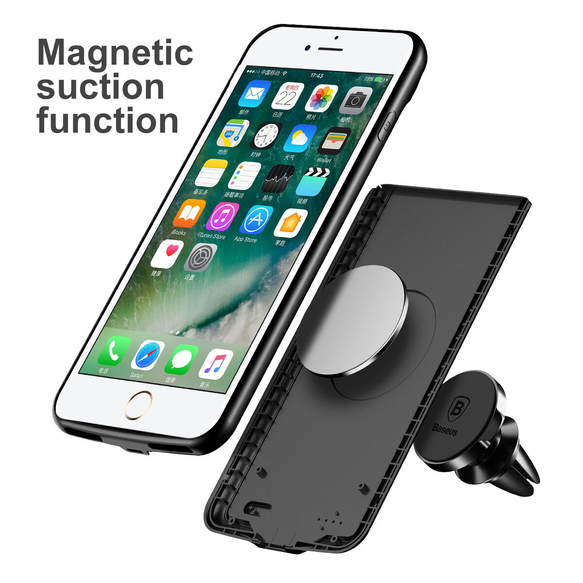 BASEUS dizajnerska maskica s baterijom 5000mAh za Apple iPhone 7 / 9 - krem