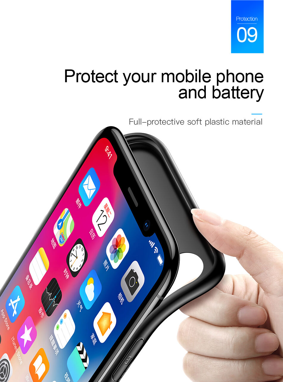 BASEUS maskica s baterijom 3500mAh za iPhone X - crna
