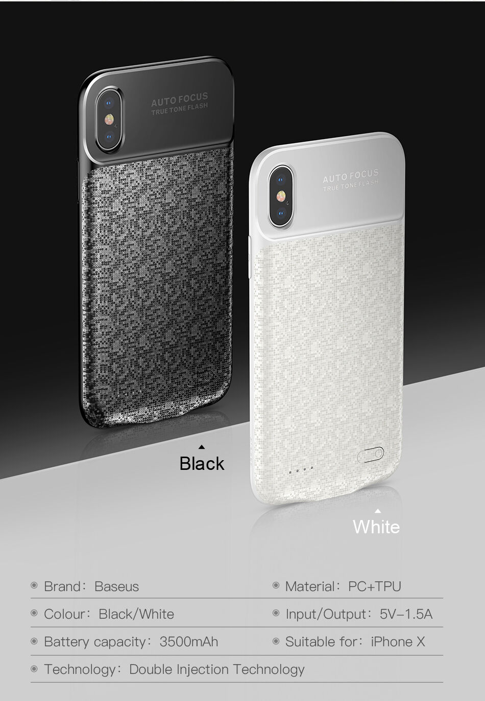 BASEUS maskica s baterijom 3500mAh za iPhone X - bijela