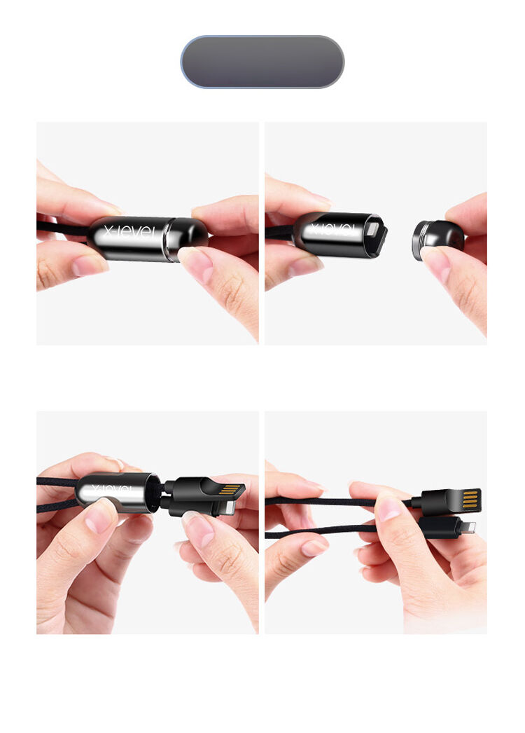 X-LEVEL elegantni USB / lightning kabel za Apple iPhone / iPad / iPod - 8cm - crna