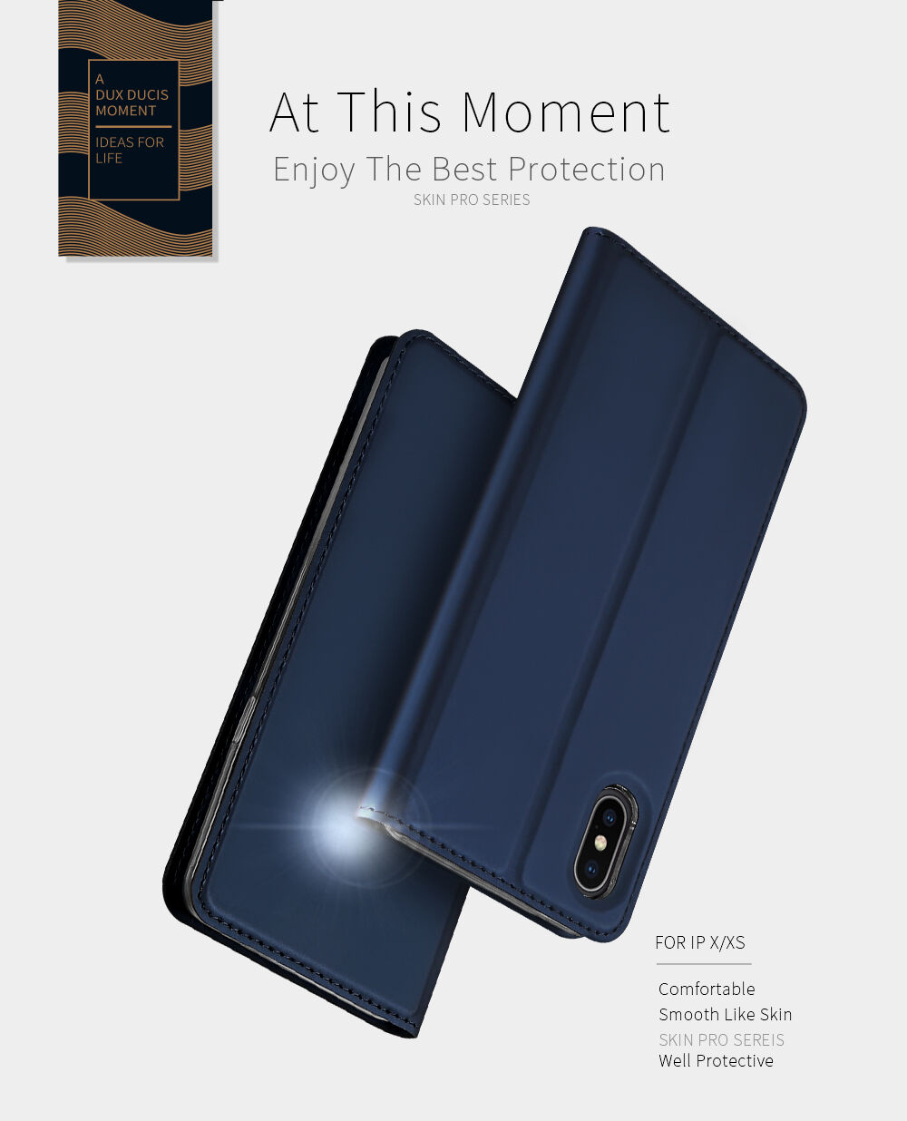 DUX DUCIS futrola s postoljem i pretincem za dokumente za Apple iPhone XS / iPhone X - zlatna