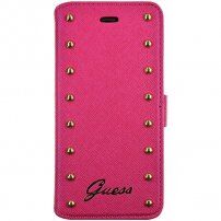 Guess Studded Folio kožna flip futrola za iPhone 6 Plus / 6S Plus - ružičasto