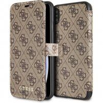 Guess flip futrola od umjetne kože s logotipom za iPhone XS Max - smeđi
