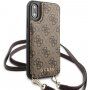 Guess 4G futrola s naramenicom za iPhone X / XS - smeđi