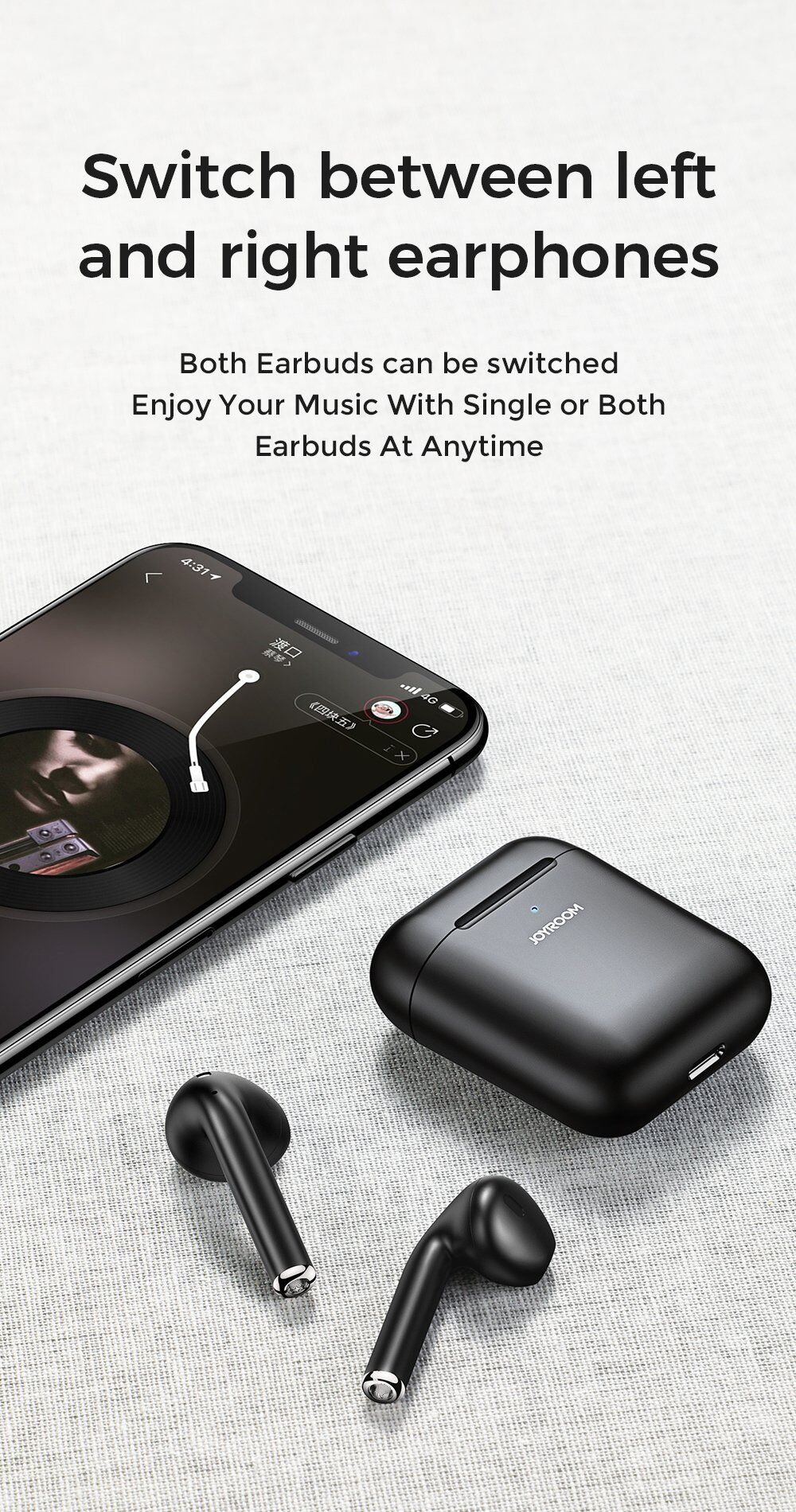 Bežične slušalice s bežičnim napajanjem za Apple uređaj - crna