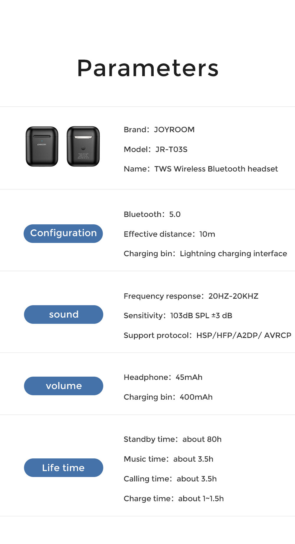 Bežične slušalice s bežičnim napajanjem za Apple uređaj - crna
