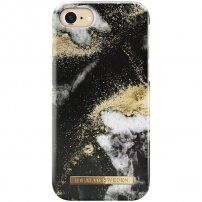 iDeal Of Sweden mramorirana maskica za iPhone SE (2020/2022) / 8 / 7 / 6S - zlatno crna