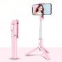 Teleskopski Bluetooth selfie stick / stativ za daljinsko upravljanje za iPhone - Ružičasta