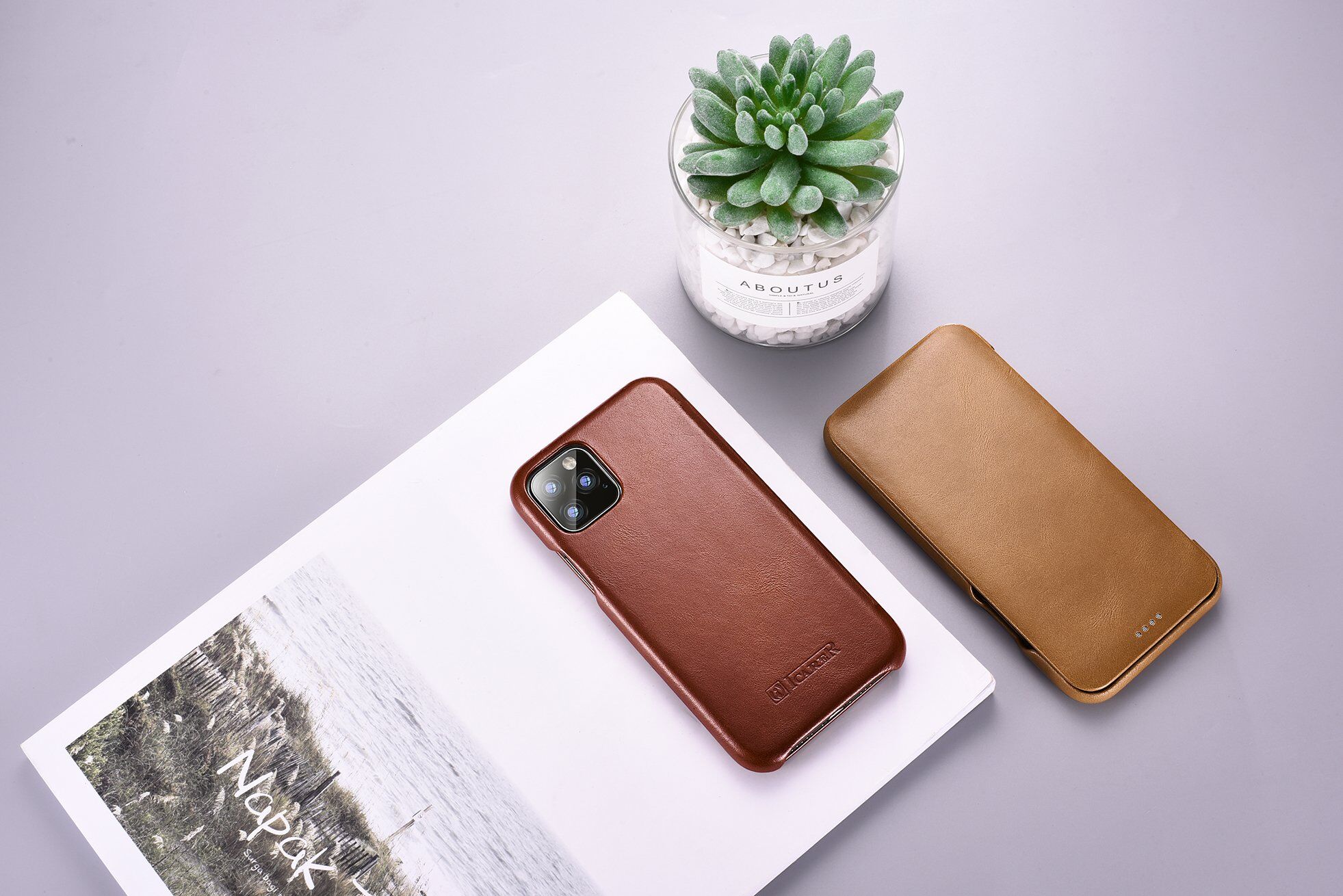 Icarer kožna flip futrola za iPhone 11 Pro Max - kakao smeđa
