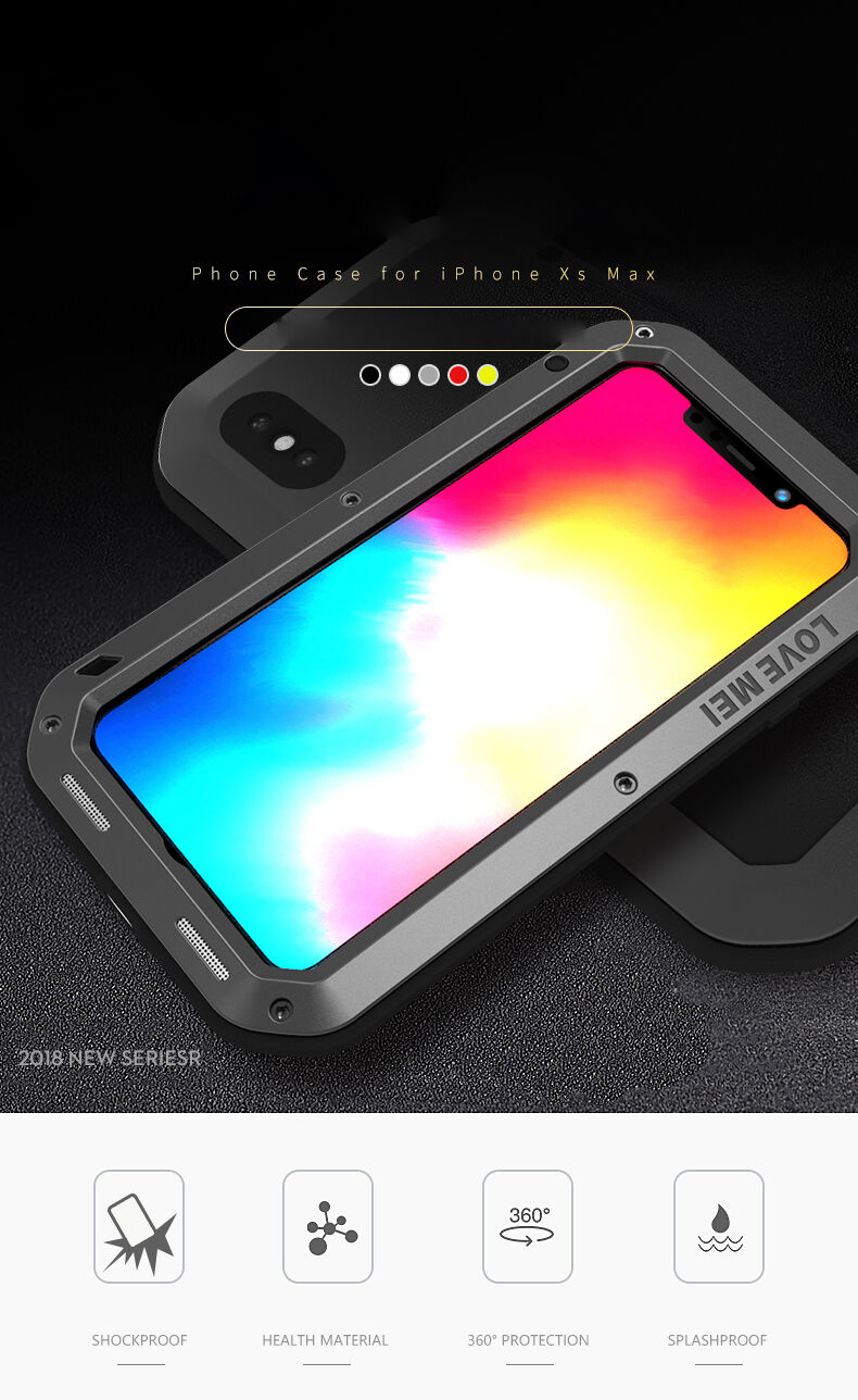 Love Mei futrola super otporna na udarce / vodu / prašinu za iPhone XS Max - crno