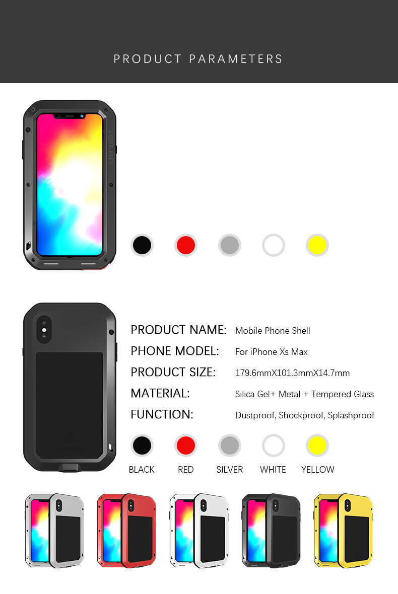 Love Mei futrola super otporna na udarce / vodu / prašinu za iPhone XS Max - crno