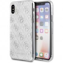 Guess 4G Solid Glitter blještava maskica za iPhone X / XS - srebrni