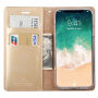 MERCURY kožna futrola s pretincem za dokumente i postoljem za iPhone XS / iPhone X - zlatna