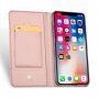 DUX DUCIS futrola s postoljem i pretincem za dokumente za Apple iPhone XS / iPhone X - Ružičasto-zlatna