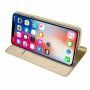 DUX DUCIS futrola s postoljem i pretincem za dokumente za Apple iPhone XS / iPhone X - zlatna