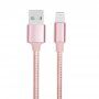 Opleteni kabel za podatke i punjenje s USB-A 2.0 / Lightning za iPhone / iPad / iPod / AirPods - 1 m - ružičasti