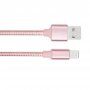 Opleteni kabel za podatke i punjenje s USB-A 2.0 / Lightning za iPhone / iPad / iPod / AirPods - 1 m - ružičasti