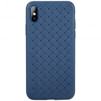 BENKS plastična zaštitna maskica na motiv pletene kože za iPhone XS / iPhone X - Tamnoplava boja
