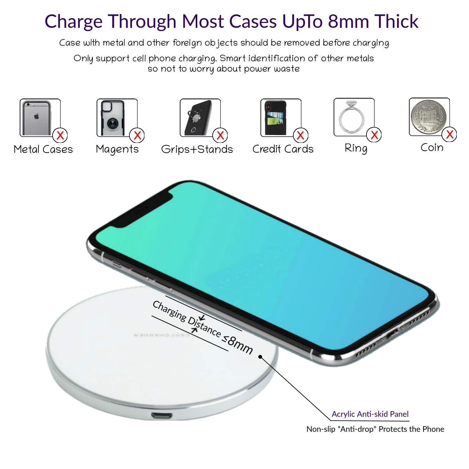 GY-68 ultratanki aluminijski bežični punjač za iPhone - srebrna