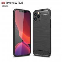 Maskica s teksturom brušeng karbona za iPhone 12 Pro Max - crni