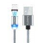 FLOVEME Round magnetski kabel USB-A / USB-C / Micro USB / Lightning za iPhone / iPad / iPod / AirPods - 1 m - srebrna