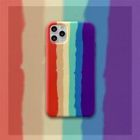 Silikonska maskica za iPhone 11 Pro Max - okomito prugasta duga