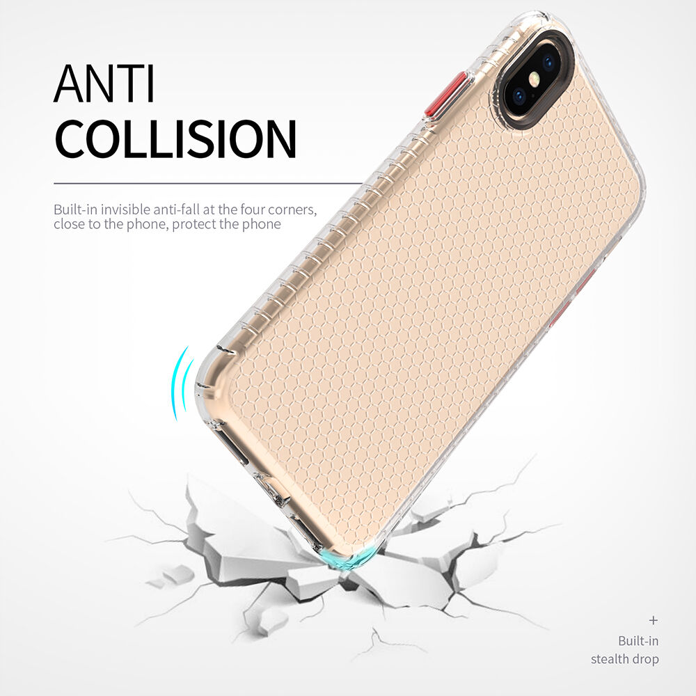 Prozirna maskica sa strukturom saća za iPhone X / XS - crni