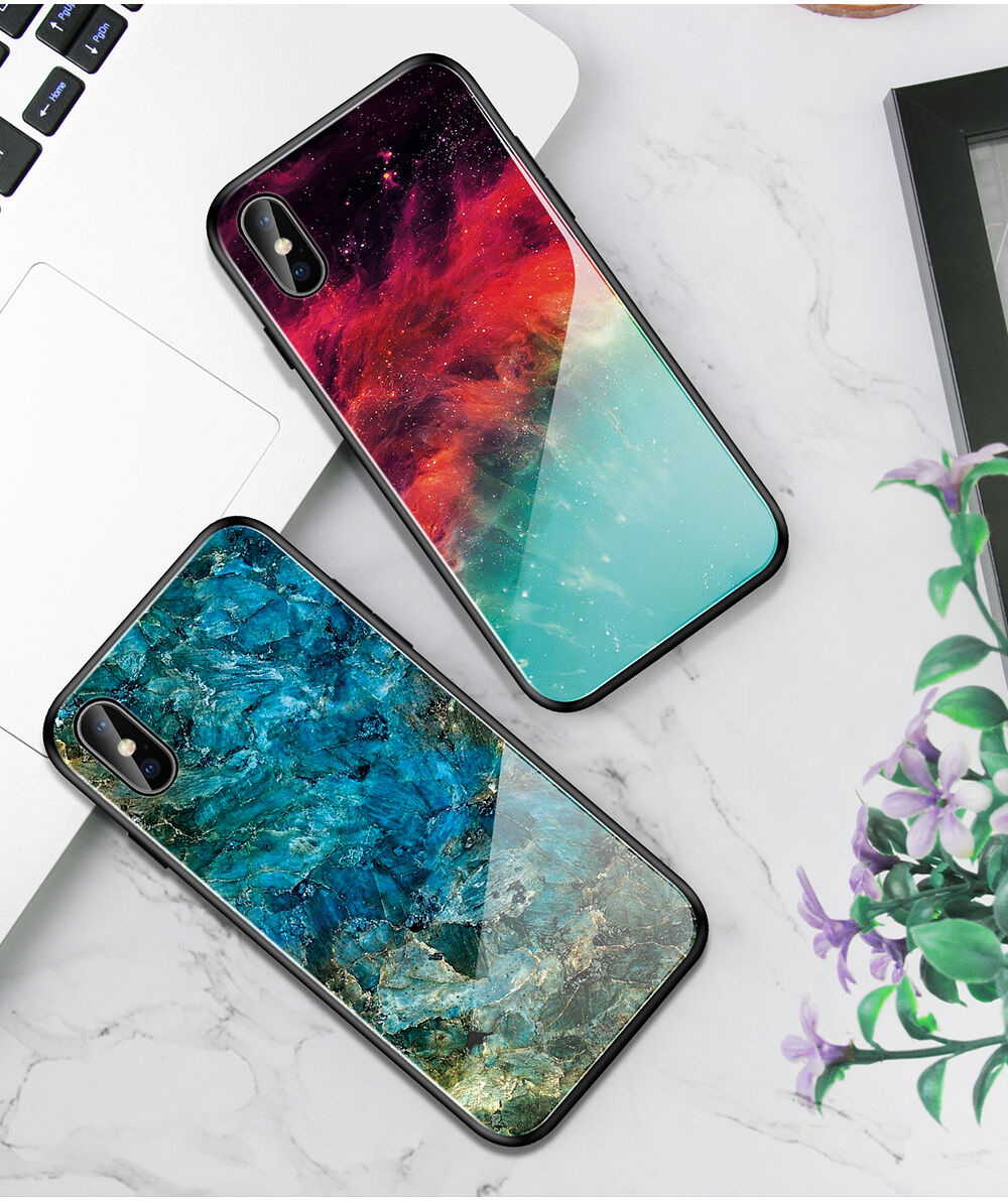 maskica sa staklenom stražnjom stranom za iPhone X / XS - šarena maglina