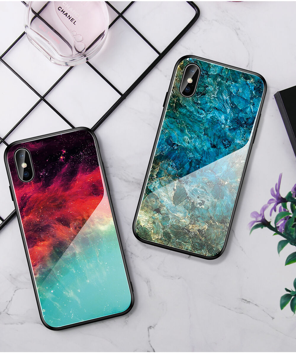 maskica sa staklenom stražnjom stranom za iPhone X / XS - šarena maglina